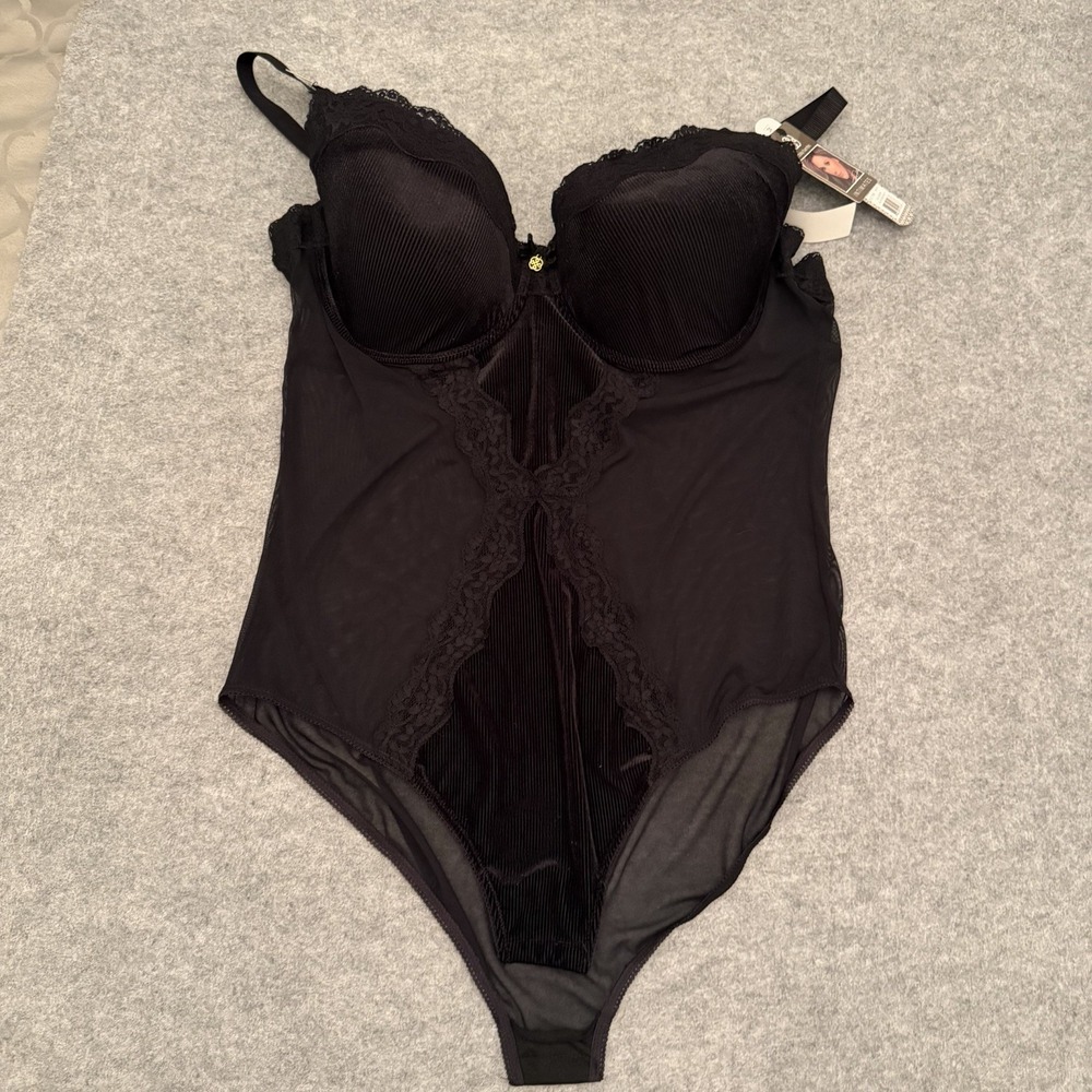 Daisy Fuentes Teddy Full Figure Velvet Rib Push Up Snap Crotch Whimsigoth 3X NWT